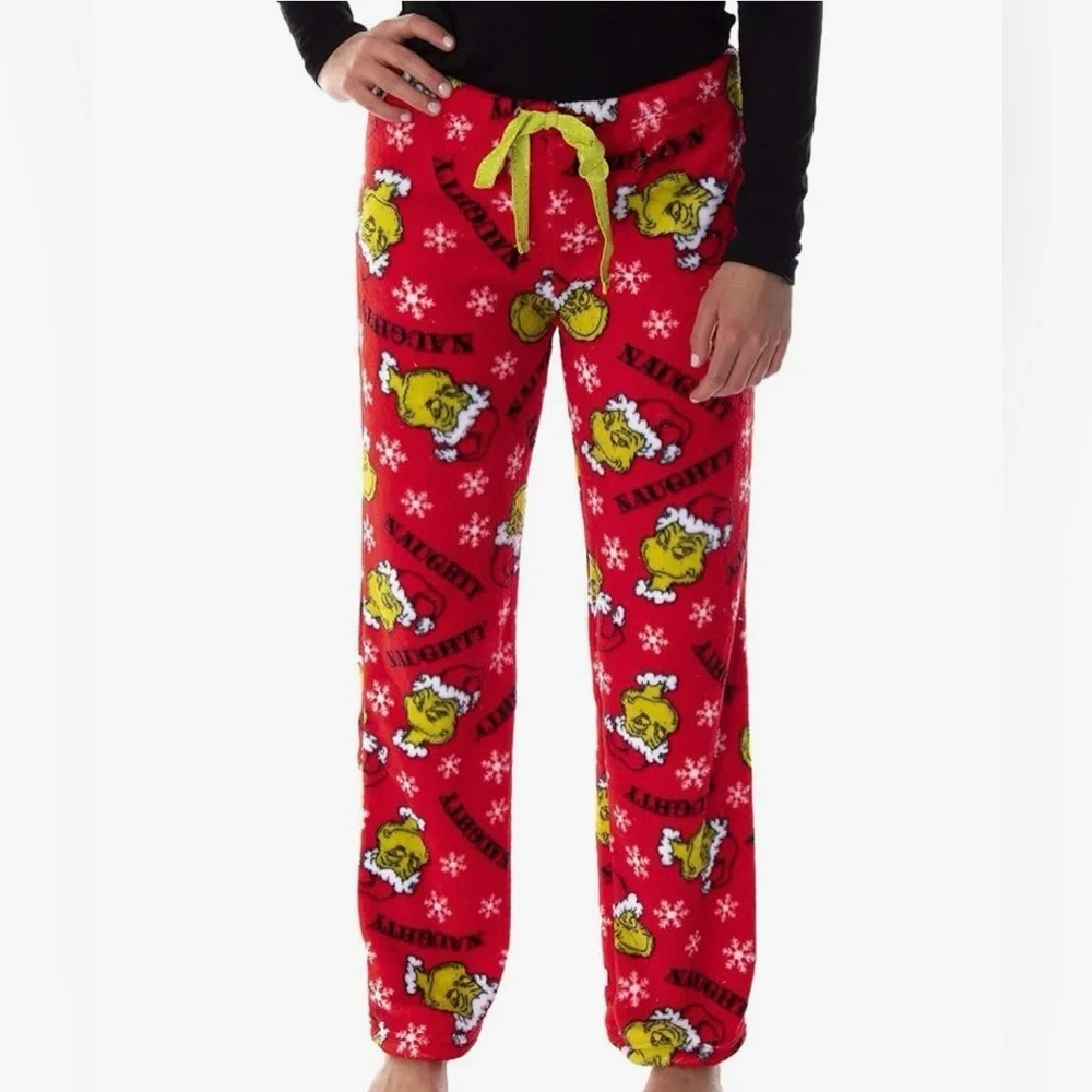 Dr. Seuss the Grinch Naughty fleece pj pants - Picture 2 of 3